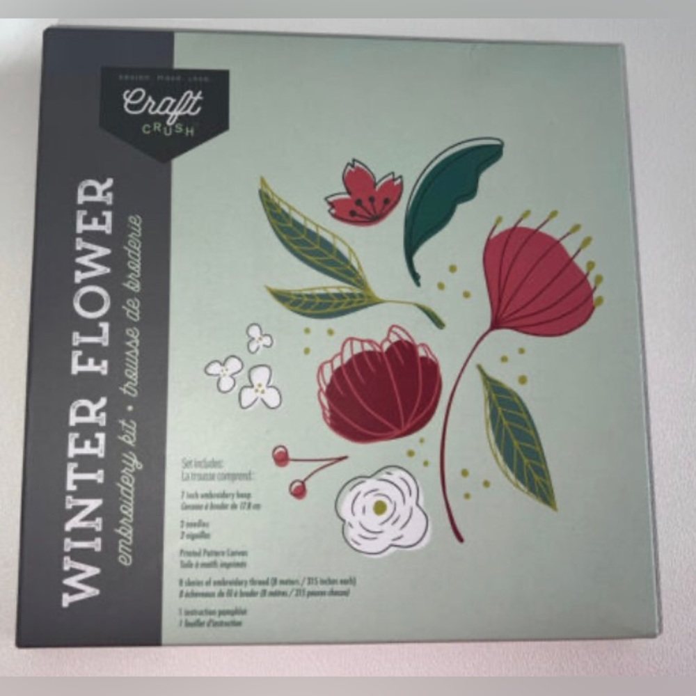 Craft Crush Winter Flower Embroidery kit NIB